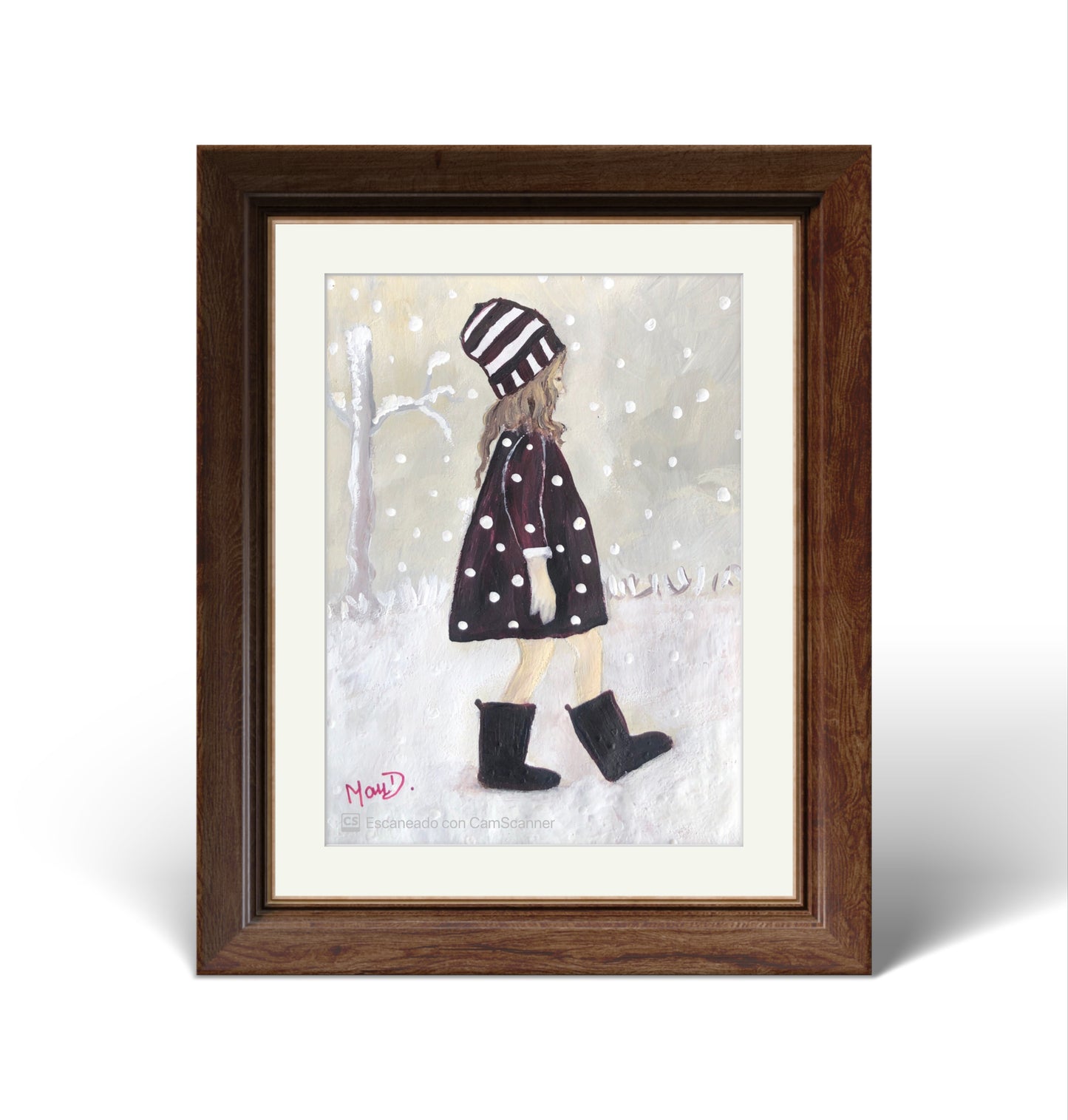 Set 5 Acryl auf Papier | Wintermädchen